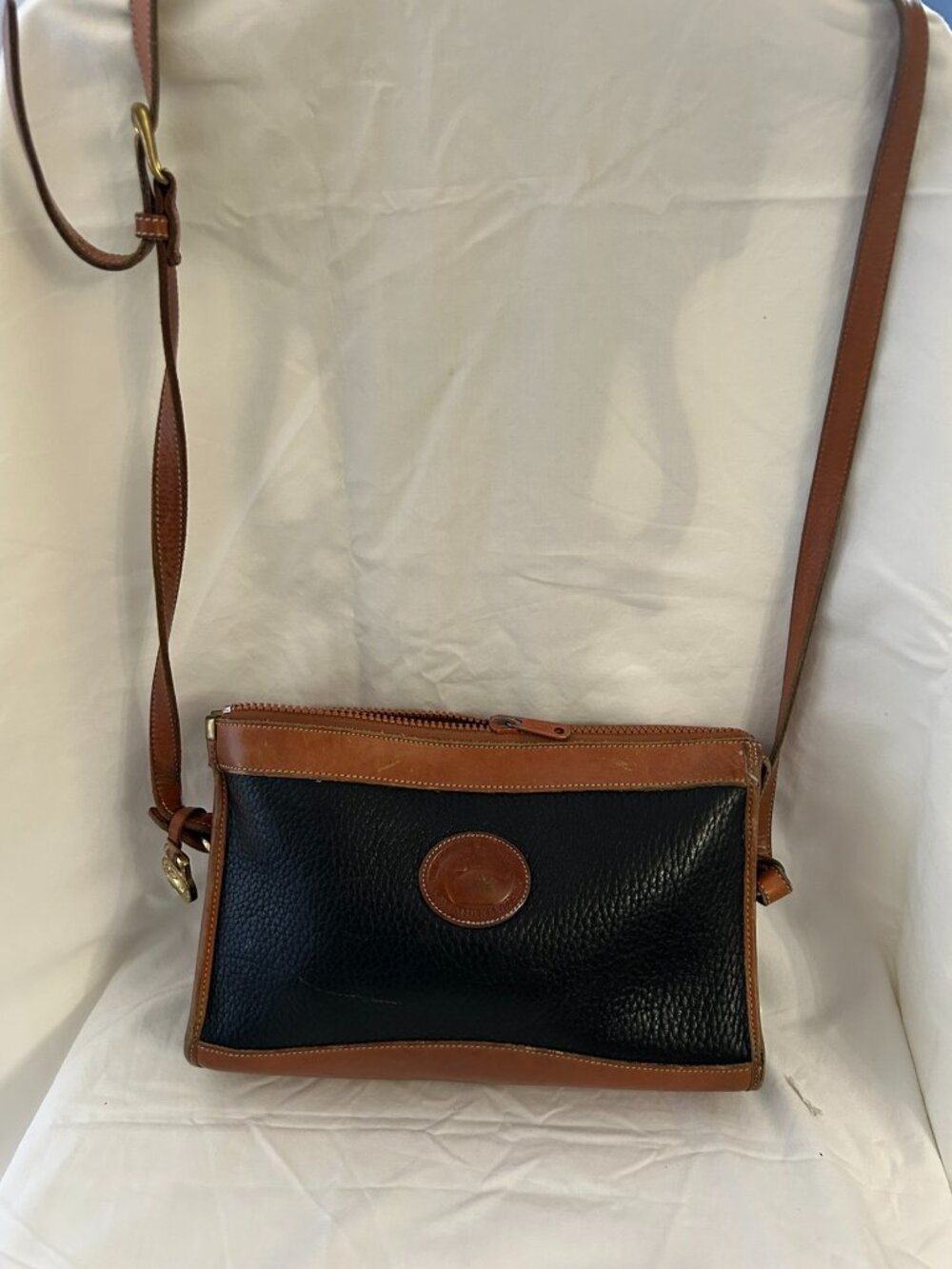 Dooney and Bourke Vintage Black and Tan Leather Purse